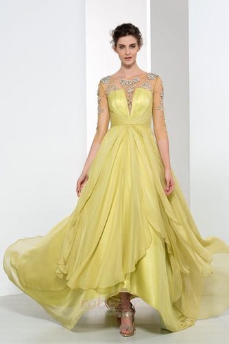 Robe de soirée A-ligne Fermeture à glissière Col Bateau Manche Aérienne - Page 1