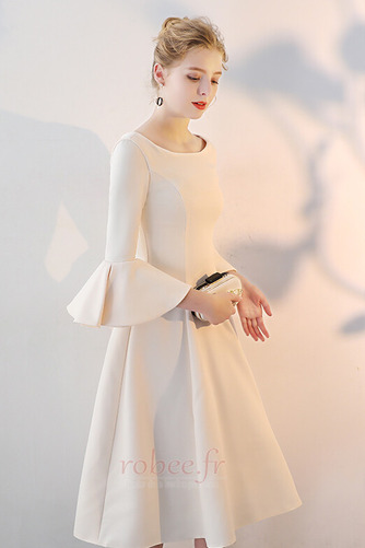Robe de soirée Hiver Glissière Drapé A-ligne 3/4 Manche Col U Profond - Page 4
