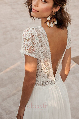 Robe de mariée Vente Mousseline noble Printemps A-ligne Décolleté Dans le Dos - Page 4