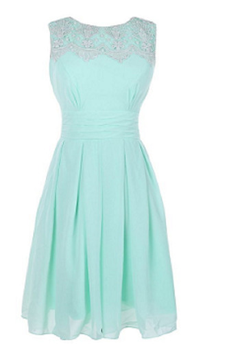 Robe de demoiselle d'honneur Menthe Mousseline Été Poire Sans Manches - Page 1