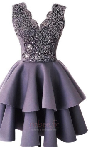 Robe de cocktail Courte Ballon Col en V Foncé A-ligne Naturel taille - Page 6