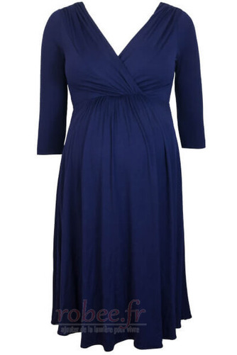Robe de soirée Simple Col en V Foncé Taille haute Empire Manche de T-shirt - Page 5