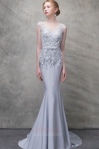 Robe de soirée Dos nu Dentelle Serré Train de balayage Col en V - Page 1