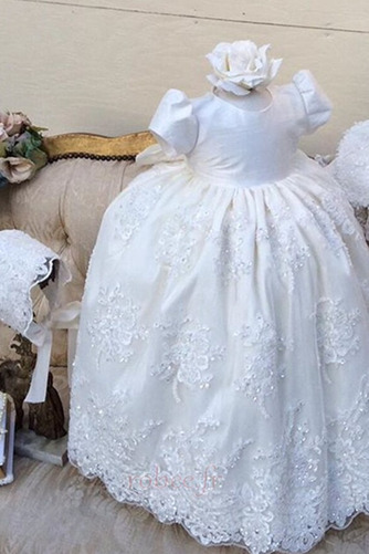 Robe de fille de fleur A-ligne Chapeau Naturel taille Manche Courte - Page 1