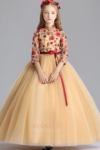 Robe de fille de fleur Automne Longueur Cheville Formelle A-ligne - Page 1
