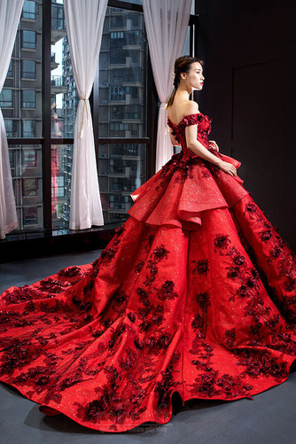 Robe de bal Longue Rosée épaule Cérémonial Manche Courte Mariage - Page 5