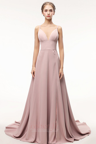 Robe de bal Col en V Foncé Satin Élastique Train de petit A-ligne - Page 3