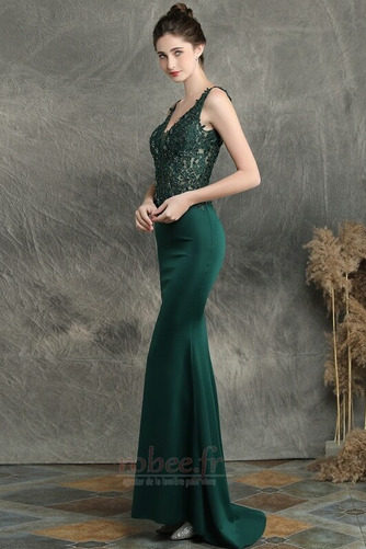 Robe de soirée Luxueux Sans Manches Près du corps Perle Traîne Courte - Page 5