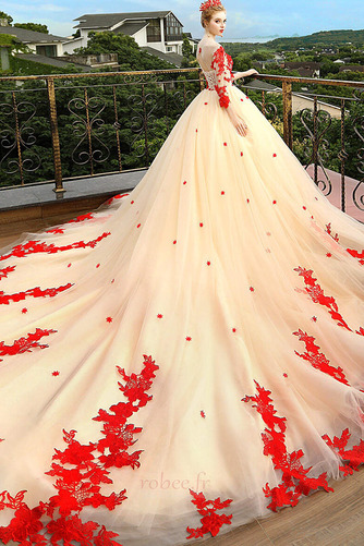 Robe de mariée Soie Orné de Rosette Appliquer a ligne Manche Longue - Page 6