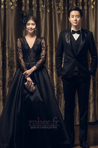 Robe de bal Longue aligne Médium Col en V Soie Fermeture à glissière - Page 3