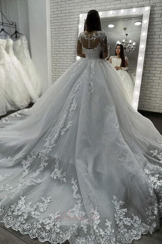 Robe de mariage net Manquant Col Bateau Eglise Formelle Naturel taille - Page 2