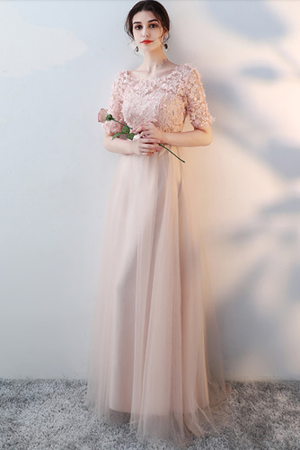 Robe de demoiselle d'honneur Elégant Rosée épaule Lacez vers le haut - Page 2