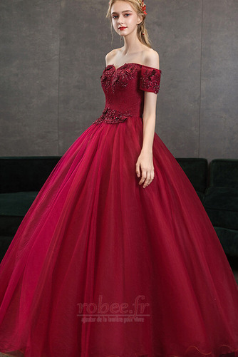 Robe de bal Tulle Manche Courte Perle Fourreau Avec Bijoux Automne - Page 5