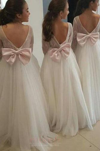 Robe de fille de fleur Dentelle Manche Longue Col en V Longueur de plancher - Page 1