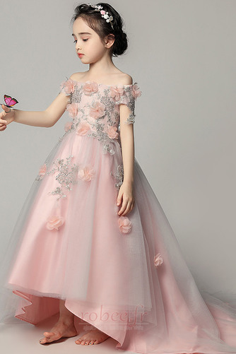 Robe de fille de fleur Satin Fleurs Été Fermeture à glissière - Page 3