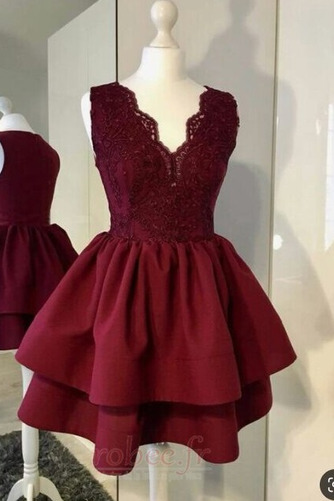 Robe de cocktail Courte Ballon Col en V Foncé A-ligne Naturel taille - Page 3