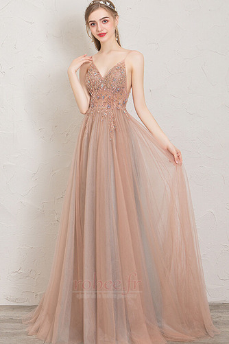 Robe de soirée Longue a ligne Romantique Norme Fête Tulle Fourreau Avec Bijoux - Page 1