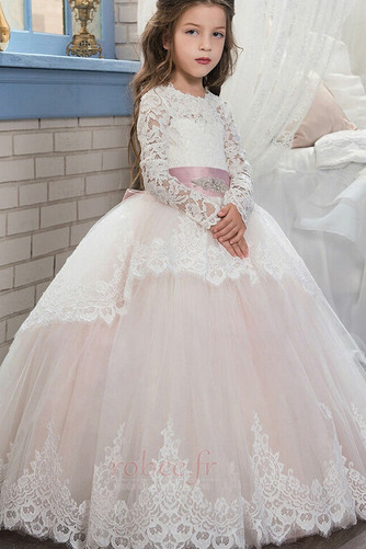 Robe de fille de fleur Manche Longue Petit collier circulaire - Page 1