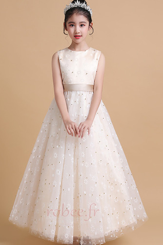 Robe de fille de fleur Luxueux Fermeture à glissière Tulle Ceinture en Étoffe - Page 1