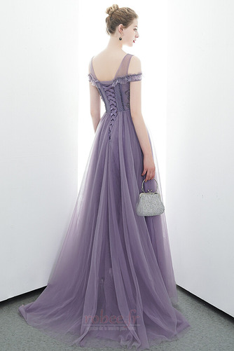 Robe de soirée Tulle Perle A-ligne Médium Col Bateau Naturel taille - Page 2