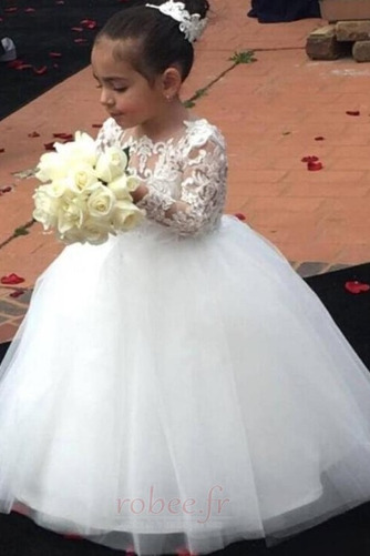 Robe de fille de fleur Manche Longue Mariage Col de chemise t - Page 2