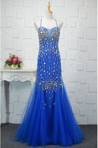 Robe de bal Dos nu Sans Manches Naturel taille Tulle Corsage Avec Bijoux - Page 1