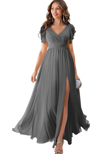 Robe de soirée Vente Laçage Col en V a ligne Manche Lâche Fourchure Frontale - Page 11