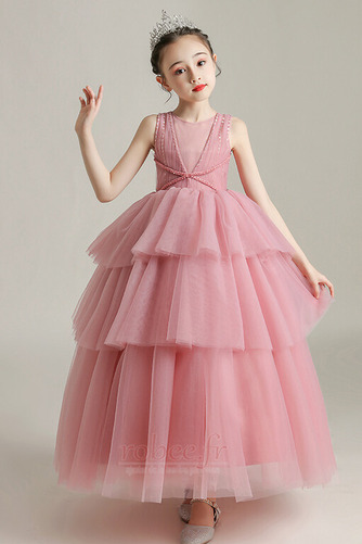 Robe de fille de fleur Tulle Naturel taille Sans Manches Fermeture à glissière - Page 9