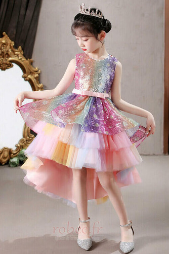 Robe de fille de fleur Paillettes Asymétrique Col de chemise t - Page 1