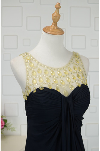 Robe de soirée Noir Sans Manches Mousseline taille haute Fête - Page 4