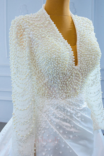 Robe de mariée Drapé Romantique Col en V Manche Aérienne Naturel taille - Page 8