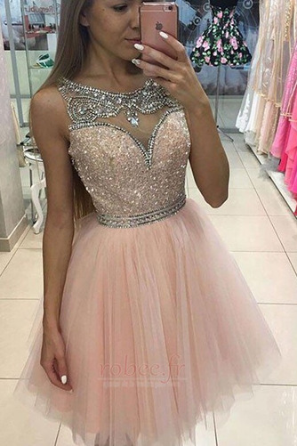 Robe de cocktail Manquant Fête A-ligne Gaze Perlé Sans Manches - Page 1