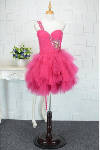 Robe de cocktail Tulle Col Asymétrique Sans Manches Mode A-ligne - Page 1