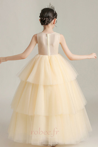 Robe de fille de fleur Tulle Naturel taille Sans Manches Fermeture à glissière - Page 6