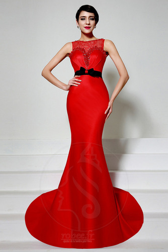 Robe de soirée Sirène Sans Manches Dentelle Médium Perle Orné de Nœud à Boucle - Page 1