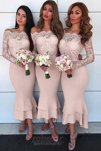 Robe de demoiselle d'honneur Sirène Naturel taille Manche Aérienne - Page 1