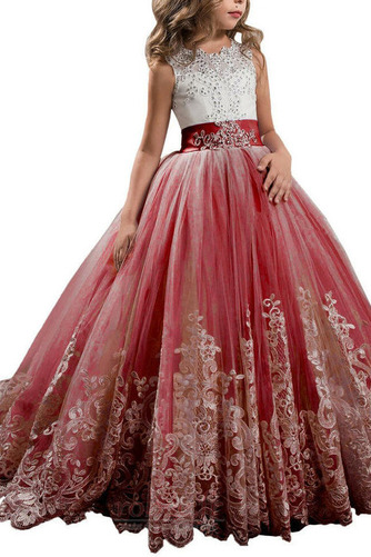 Robe de fille de fleur Dentelle Automne Naturel taille Corsage Avec Bijoux - Page 7