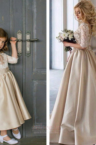 Robe de fille de fleur Naturel taille Poches Longueur Cheville - Page 1