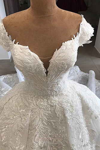 Robe de mariage Manquant a ligne Laçage Col en V Dentelle Traîne Royal - Page 3