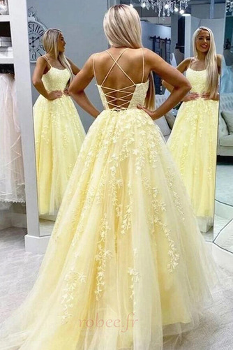 Robe de bal A-ligne Longueur au sol Dentelle Sans Manches Cérémonial - Page 1