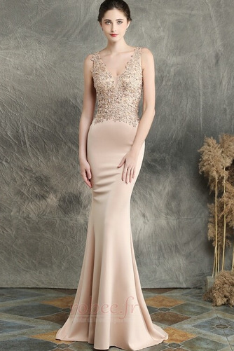 Robe de soirée Luxueux Sans Manches Près du corps Perle Traîne Courte - Page 4