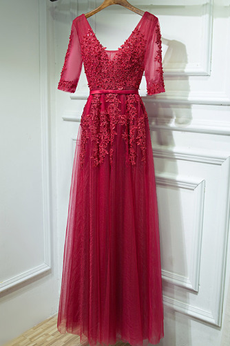 Robe de demoiselle d'honneur Chic a ligne Décalcomanie Dos nu - Page 1