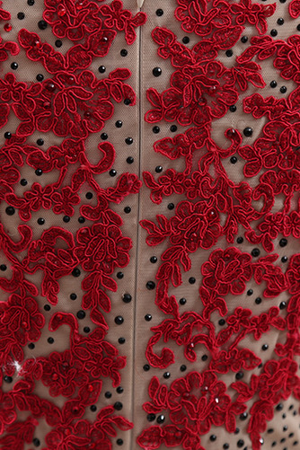 Robe de soirée Tulle Col Bateau Haute Couvert Perle A-ligne Mince - Page 4