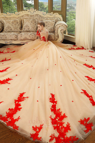 Robe de mariée Soie Orné de Rosette Appliquer a ligne Manche Longue - Page 5