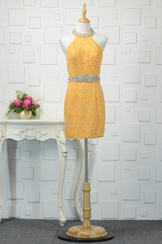 Robe de soirée Courte Dentelle Petit collier circulaire fin Naturel taille - Page 1