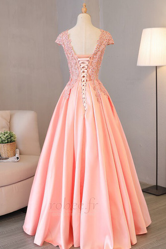 Robe de bal Laçage Satin Hiver A-ligne Manche Courte Formelle - Page 3