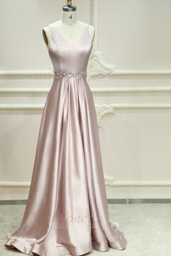 Robe de soirée Longue Satin Col en V Été Sans Manches Dos nu - Page 6