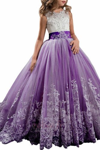 Robe de fille de fleur Dentelle Automne Naturel taille Corsage Avec Bijoux - Page 9