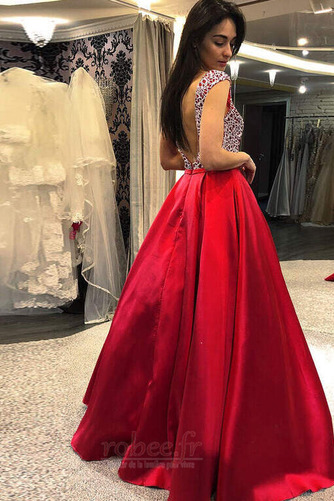 Robe de soirée aligne Décolleté Dans le Dos Satin Sans Manches - Page 4