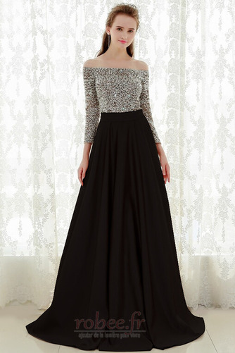 Robe de soirée Satin Élastique A-ligne Manche de T-shirt Train de balayage - Page 8